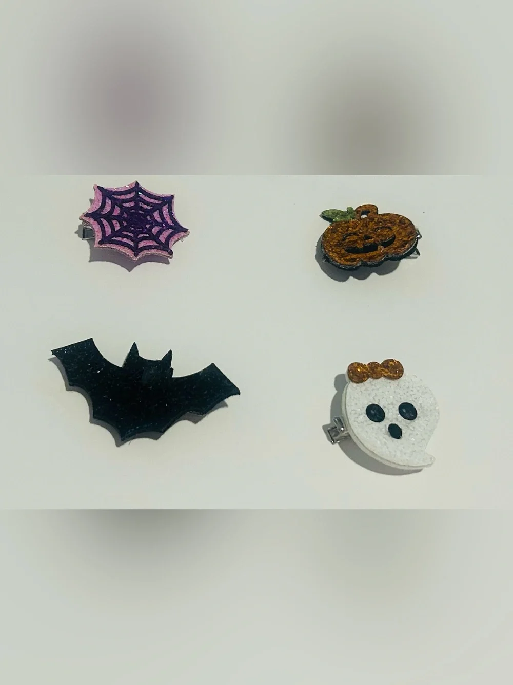 Claire's Glitter Halloween Hair Clips Orange Pumpkin Ghost Black Bat Spider Web